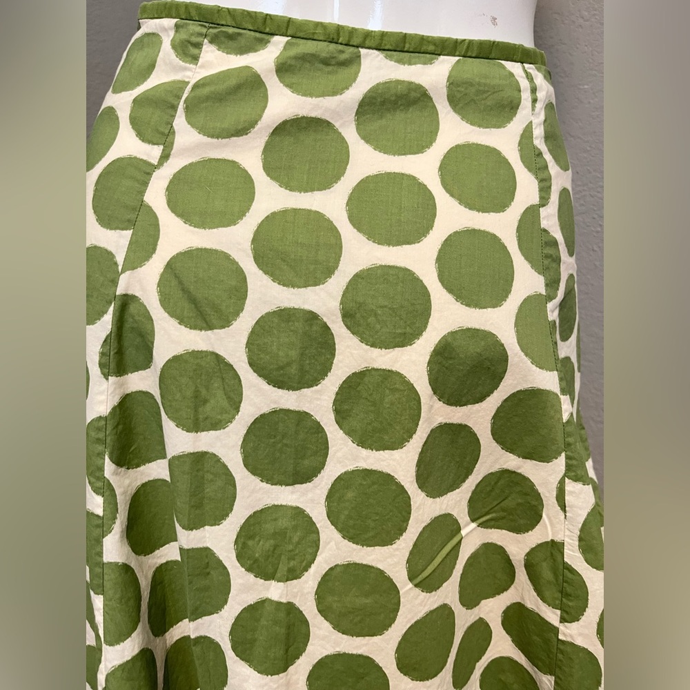 BODEN Women’s Green & Cream Polka Dot A- Line Retro Style Midi Skirt Size 8L - Picture 7 of 13